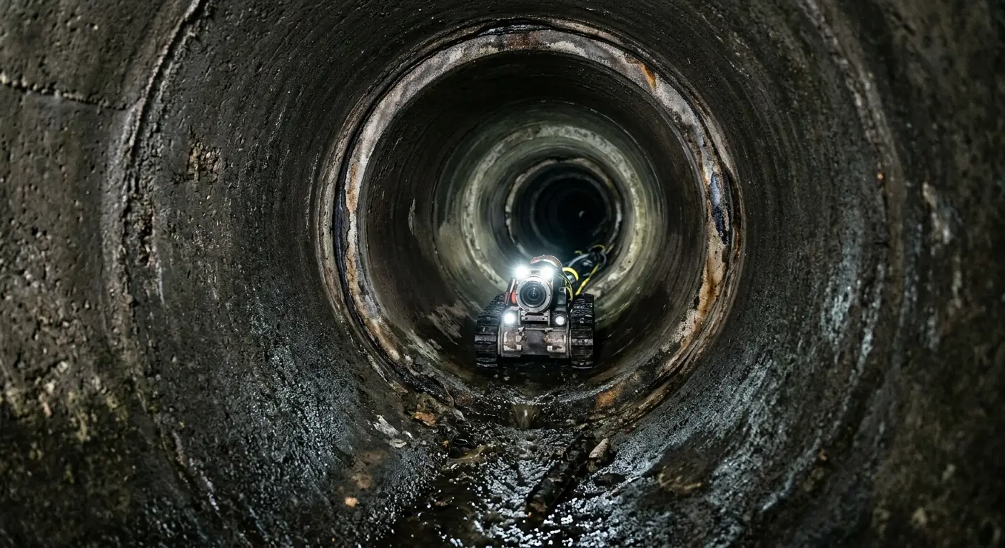 Robotic sewer camera inspecting pipe interior for Drain Snake Service in Bern
